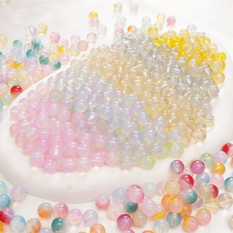 Colorful Aurora Glass Beads 10mm Round Loose Crackle Beads For DIY Jewelry Making Bracelet Necklace Handmade Craft Supplies