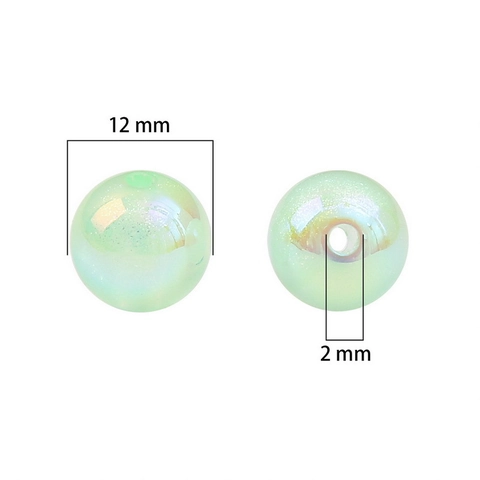 Luminous Acrylic Iridescent Round Beads Glow In The Dark AB Color Round Beads For DIY Jewelry Making Accessories