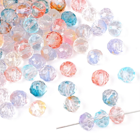 8x7mm Gradient Faceted Glass Rondelle Beads For Handmade Jewelry Making DIY Bracelets Necklaces Decorative Craft Beads