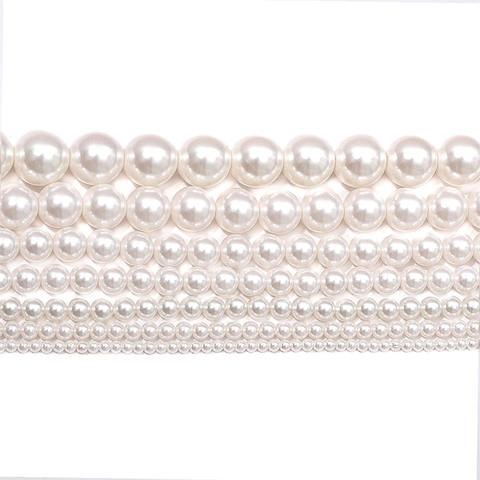 Round Artificial Pearl Glass Beads Loose Spacer Beads For Jewelry Making DIY Bracelet Necklace Accessory Wedding Party
