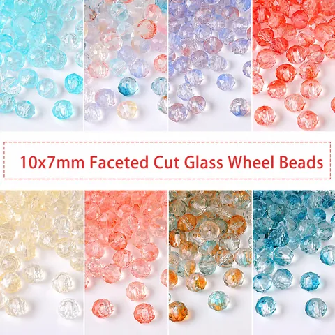 8x7mm Gradient Faceted Glass Rondelle Beads For Handmade Jewelry Making DIY Bracelets Necklaces Decorative Craft Beads