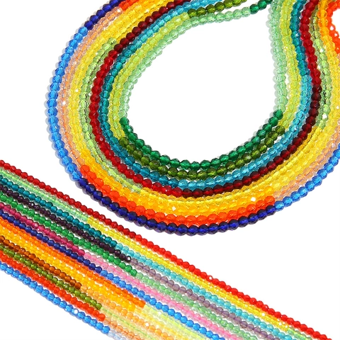 Faceted Gradient Multicolor Glass Loose Beads Round Crystal Beads For DIY Handmade Jewelry Making Bracelet Necklace Material