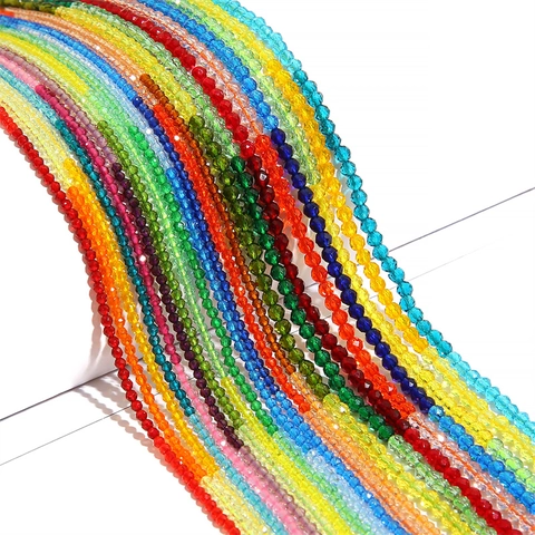 Faceted Gradient Multicolor Glass Loose Beads Round Crystal Beads For DIY Handmade Jewelry Making Bracelet Necklace Material