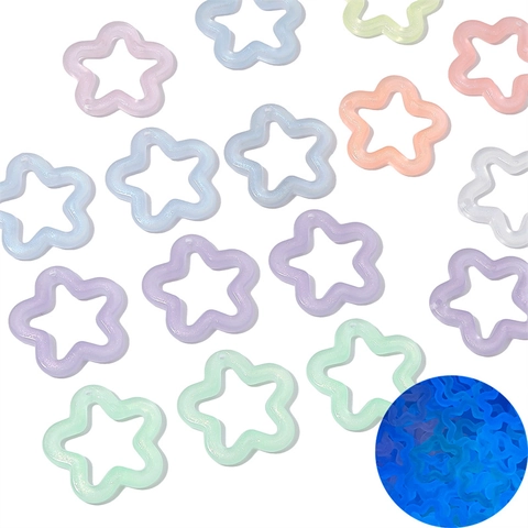 Luminous Hollow Star Pendants Acrylic Fine Glitter Star Beads For DIY Jewelry Making Earring Bracelet Necklace Accessory