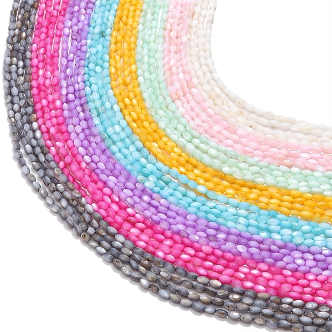 Natürliche Süßwassermuschel Ovale Perlen 3x5mm Irisierende Muschel Lose Perlen Für DIY Schmuckherstellung Armband Halskette Handwerk Zubehör