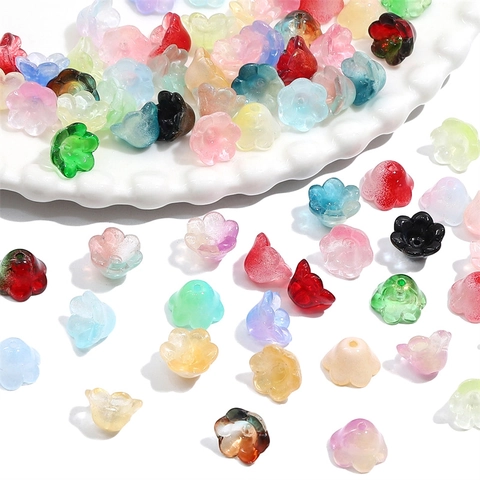 Glass Lily Of The Valley Beads Gradient Bell Orchid Flower Beads For DIY Jewelry Making Necklace Bracelet Earrings Accessory