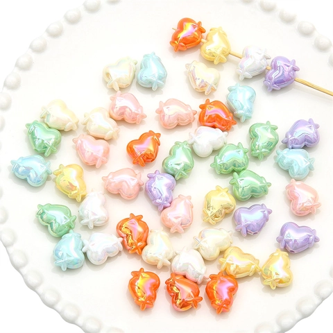 Mini Heart Star Acrylic Beads Pearlescent AB Aurora Resin Loose Beads For DIY Bracelet Necklace Jewelry Making Crafts