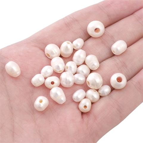 Natural Freshwater Pearl Loose Beads Rice Round Shape Drilled Pearls For DIY Bracelet Necklace Earring Jewelry Making