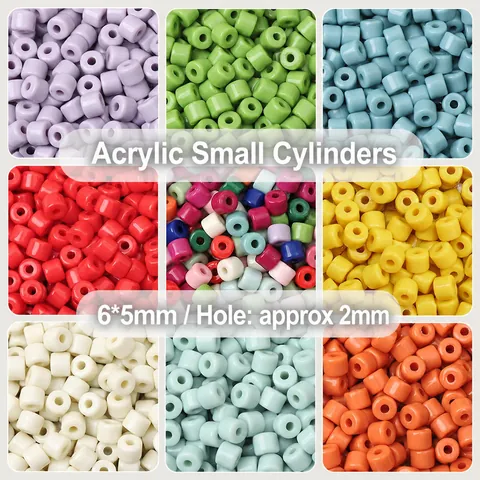 Perle a Cilindro in Acrilico Tinta Unita Perle Sciolte per Creazione Gioielli Fai da Te Accessori per Catene Telefoniche Materiale Artigianale