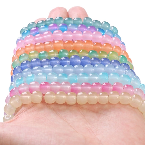 Ins Style Glass Jelly Beads Apple Shape Cat Eye Effect Beads For DIY Jewelry Making Handmade Bracelet Necklace Accessories 30 Pieces Pack