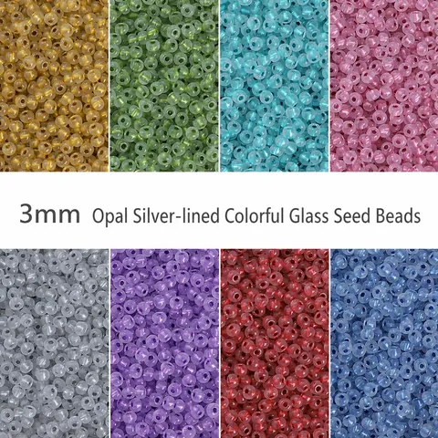 3mm Glass Seed Beads Colorful Opal Silver Lined Translucent Spacer Beads For DIY Handmade Jewelry Accessories Making