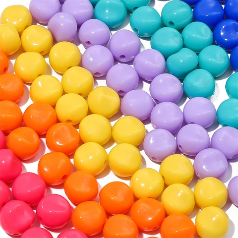 Perles en Vrac Rondes Irrégulières en Acrylique pour la Fabrication de Bijoux DIY Perles Unies Polies Matériaux Artisanaux