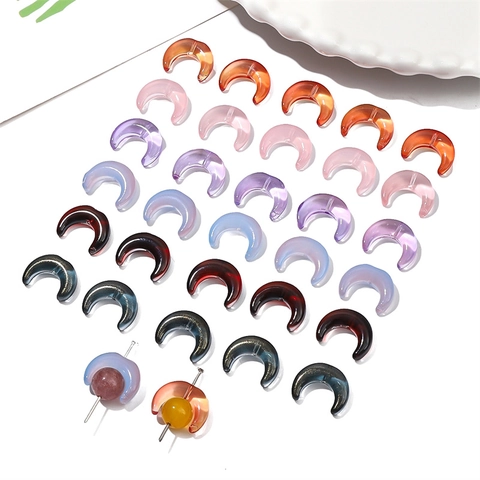 Cuentas de Vidrio de Luna Creciente Multicolores para Creación de Joyas DIY Pulsera Collar Accesorios 15x12mm Materiales