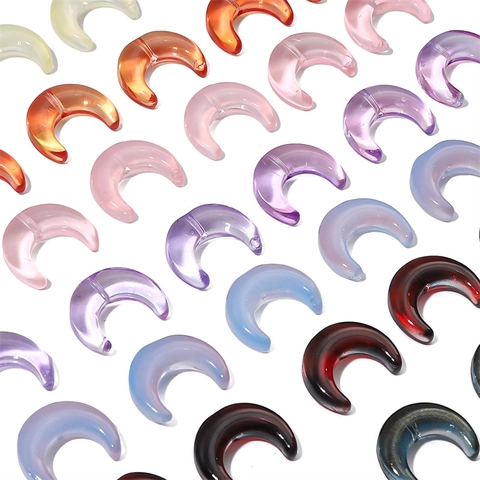 Transparent Colored Glass Crescent Moon Beads DIY Jewelry Making Material Loose Spacer Beads For Bracelet Necklace Handcraft Women Gift