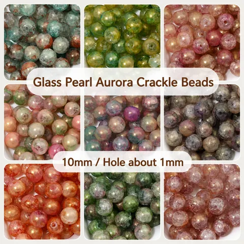 Perlmutt Verlauf Crackle Glasperlen Runde Lose Spacer Perlen Für DIY Armband Halskette Schmuckherstellung Zubehör Mehrfarbig