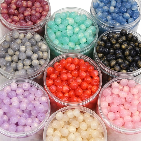 DIY Starry Sky Shimmer Resin Beads Round Apple Shape 11x8mm Cat Eye Effect Marble Pattern For Jewelry Making Accessories