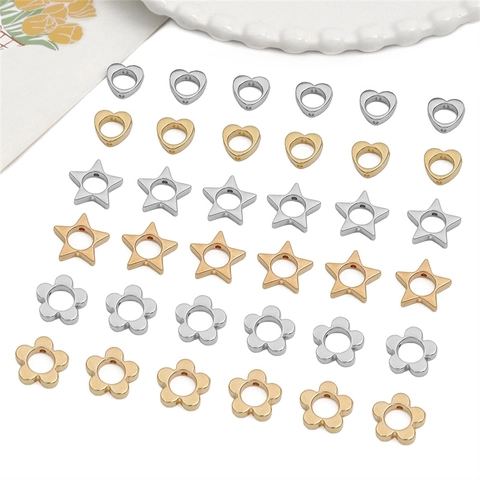 CCB Plated Plastic Star Heart Flower Square Beads For DIY Jewelry Making Bracelet Necklace Earrings Handmade Accessories