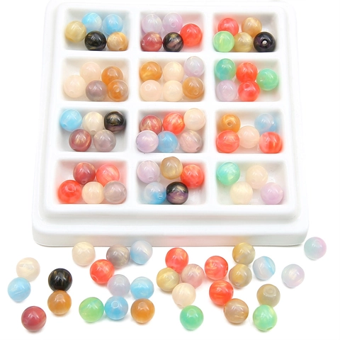 Perles en Vrac Rondes en Résine Dorée Ciel Étoilé pour Fabrication de Bijoux Bracelet Collier Fait Main Accessoires