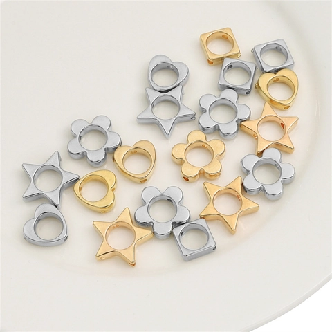 CCB Plated Plastic Star Heart Flower Square Beads For DIY Jewelry Making Bracelet Necklace Earrings Handmade Accessories