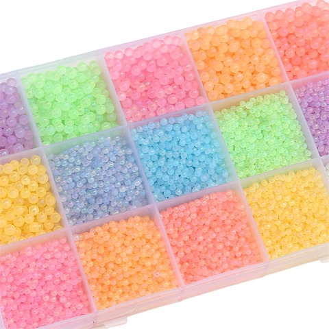 Luminous Glass Seed Beads No-Hole Color-Plated DIY Bubble Beads For Resin Filling Phone Case Decor Jewelry Making