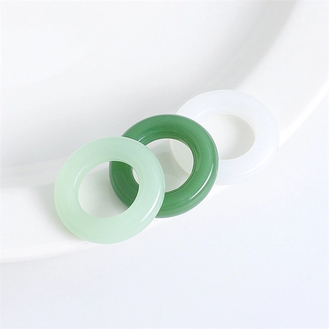 Imitation Jade Glass Round Ring Beads DIY Jewelry Making Pendants For Necklace Bracelet White Light Dark Green Components