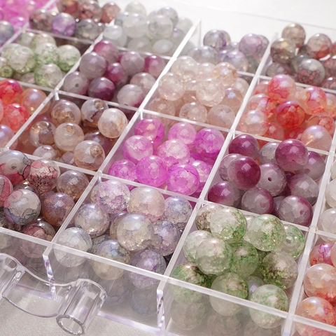 Aurora Crackle Glass Beads Round Colorful Beads With Internal Fragmented Textures For DIY Jewelry Making Handmade Crafts Accessories