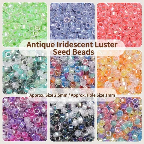 Iridescent Pearlescent Round Glass Seed Beads For DIY Jewelry Making Bracelet Necklace Handcraft Materials Accessories