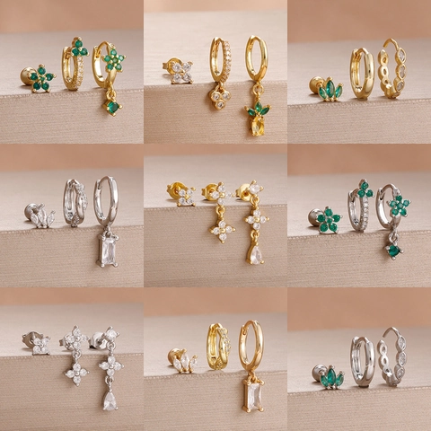 Mode Edelstahl Zirkonia Blume Ohrstecker Creolen Für Damen Minimalistisch Eingelegter Strass Stern Ananas Blatt Ohrschmuck Sortiment Geschenk