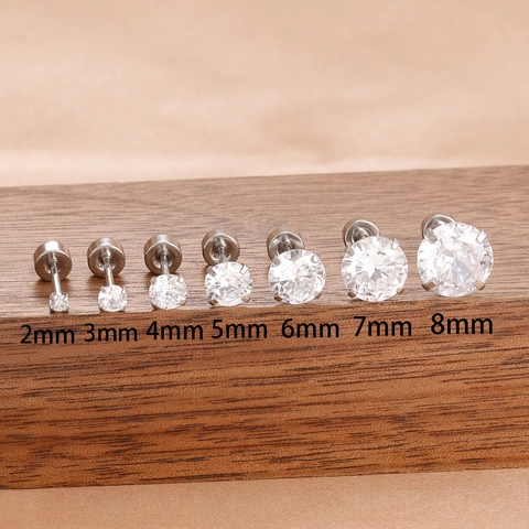 Boucles d'Oreilles Clous de Piercing en Acier Inoxydable avec Strass Rond et Tige en Or 18K Bijoux de Mode pour Femmes