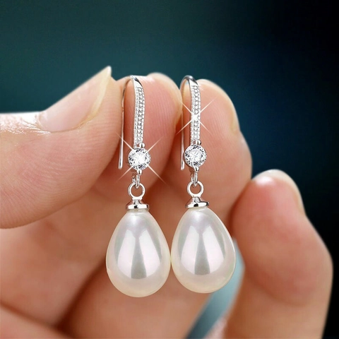Fashion Alloy Artificial Pearl Rhinestone Drop Earrings Elegant Bow Design Light Luxury Jewelry Gift For Women