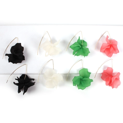 Pendientes Largos de Aleación y Resina Con Forma de Flor y Poste de Acero Inoxidable Pendientes de Flores Para Mujer