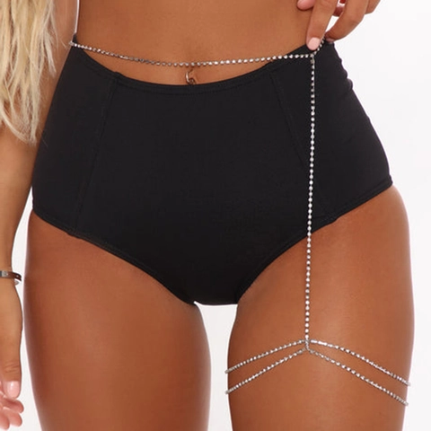 Sexy Meerlaagse Strass Lichaamsketting Voor Vrouwen Goud Zilver Legering Dij Beinketting Nachtclub Strand Feest Sieraden Cadeau