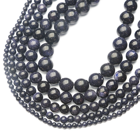 Synthetic Blue Sandstone Round Beads DIY Jewelry Making Starry Sky Galaxy Beads For Bracelets Necklaces Handcrafted Material