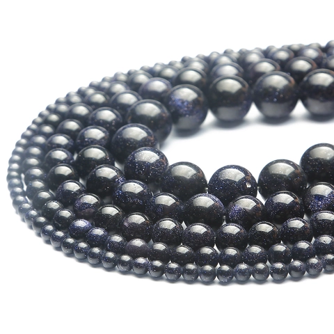 Synthetic Blue Sandstone Round Beads DIY Jewelry Making Starry Sky Galaxy Beads For Bracelets Necklaces Handcrafted Material