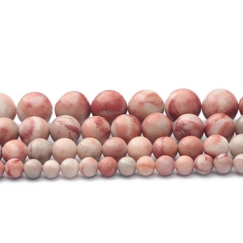 Perle Sciolte Tonde in Pietra Rosa Pastello Naturale per Creazione Gioielli Braccialetti Fai Da Te Collane Motivo Marmo Perle Pietre Preziose Lucide
