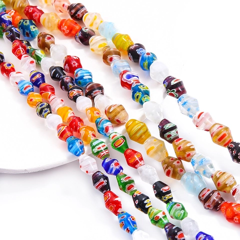 Millefiori Glass Beads Mixed Color Floral Pattern Bell Shape Lampwork Loose Beads For DIY Jewelry Bracelet Necklace Making