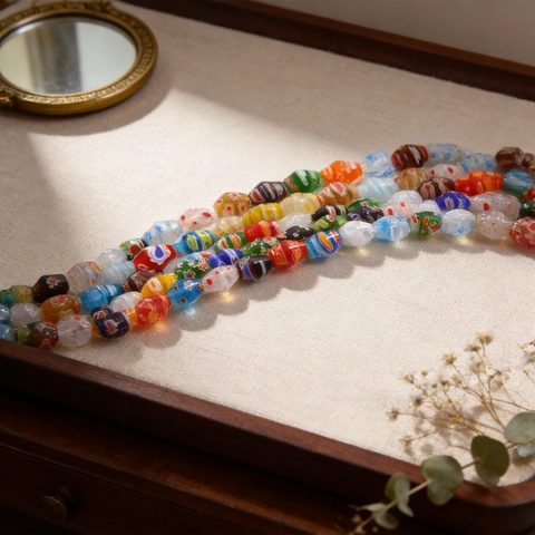 Millefiori Glass Beads Mixed Color Floral Pattern Bell Shape Lampwork Loose Beads For DIY Jewelry Bracelet Necklace Making