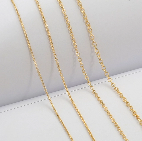 Cadena en O de Metal Chapado en Oro de 18K para Bricolaje Collar Pulsera Pendientes Componentes de Joyería Cadena de Repuesto Dorada