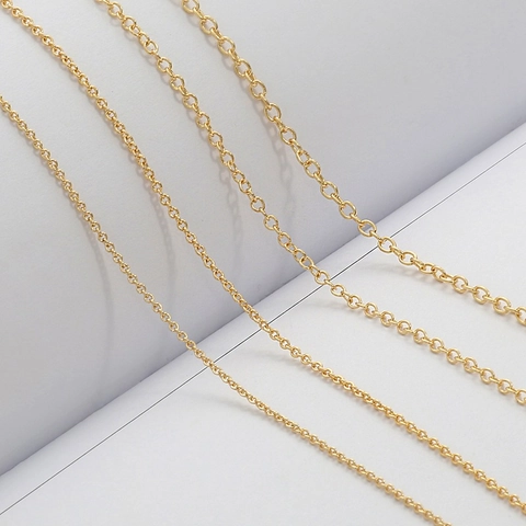 Cadena en O de Metal Chapado en Oro de 18K para Bricolaje Collar Pulsera Pendientes Componentes de Joyería Cadena de Repuesto Dorada