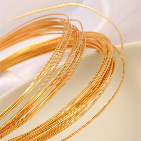 Alambre de Cobre Bañado en Oro de 18 Quilates Alambre de Artesanía Semiduro para Fabricación Joyas DIY Pulsera Collar Hecho a Mano
