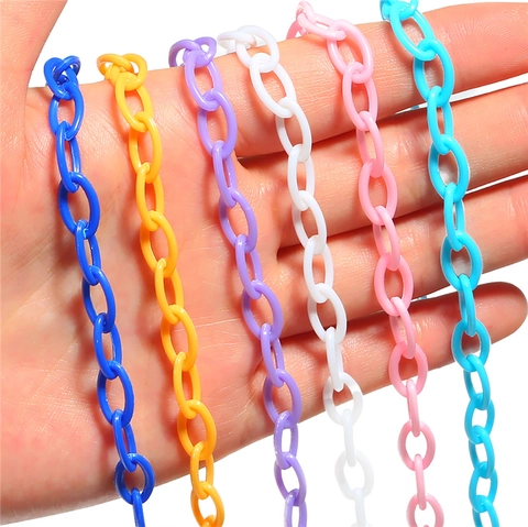 Handmade DIY Jewelry Finding Acrylic Open Link Chain For Phone Case Bag Decoration Earring Bracelet Accessories Colorful Plastic Link Decor