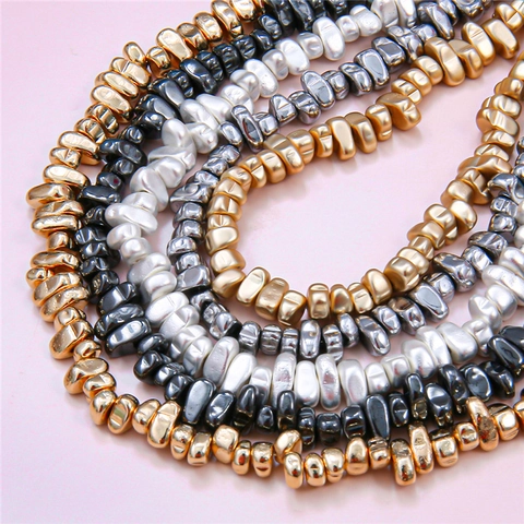 Irregular Hematite Beads Electroplated Metallic Stone Spacer Beads For DIY Jewelry Making Bracelet Necklace Material