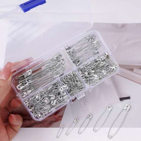 Épingles de Sûreté en Métal Fer Tailles Assorties Avec Boîte de Rangement Transparente Pour Fabrication de Bijoux Couture Broche Outils