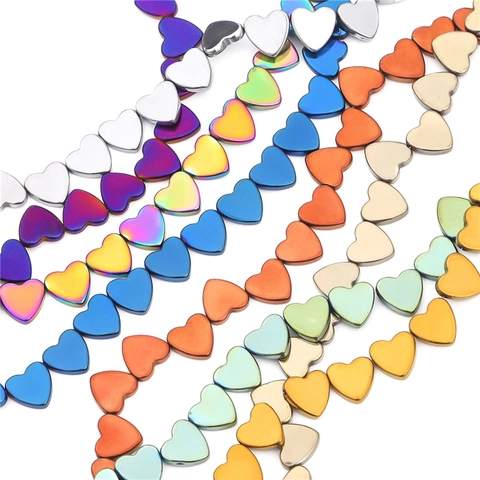 Heart Shaped Electroplated Hematite Beads For DIY Jewelry Making Colorful Metallic Luster Loose Beads For Bracelets Necklaces Handicrafts