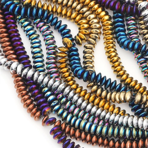 Electroplated Hematite Flat Round Disc Beads Metallic Spacer Beads For DIY Jewelry Making Bracelet Necklace Accessories