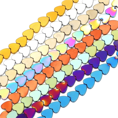 Electroplated Hematite Heart Shape Spacer Beads For DIY Jewelry Making Color Metallic Gloss Loose Beads Handmade Accessories