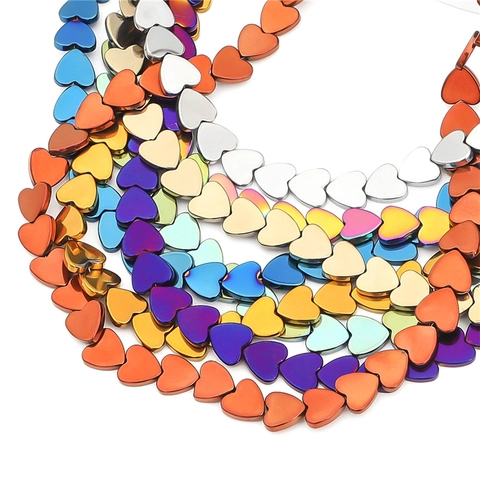 Electroplated Hematite Heart Shape Spacer Beads For DIY Jewelry Making Color Metallic Gloss Loose Beads Handmade Accessories