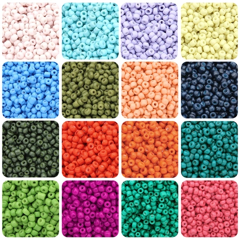 Perles de Rocaille en Verre Peint Couleur Unie Petites Perles Rondes en Vrac pour la Création de Bijoux DIY Bracelet Collier