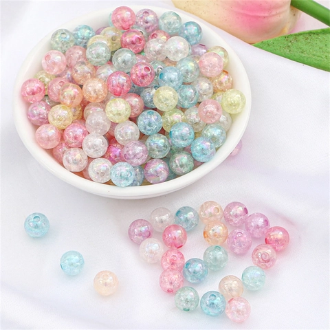Iridescent Acrylic Round Beads Bubble Texture AB Coating For DIY Jewelry Making Necklaces Bracelets Macaron Loose Beads