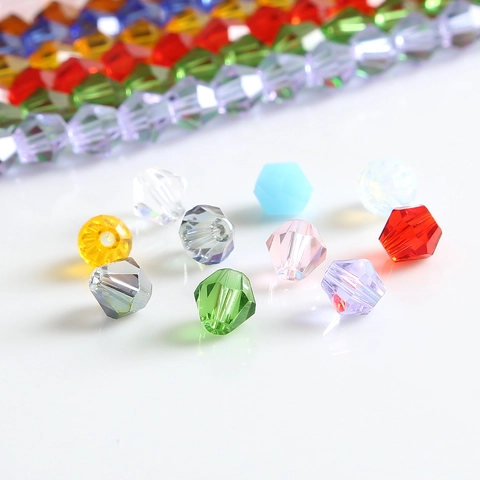 Faceted Bicone Glass Beads Multicolor Artificial Crystal Spacer Beads For DIY Jewelry Making Bracelet Necklace Accessories Handicraft Material